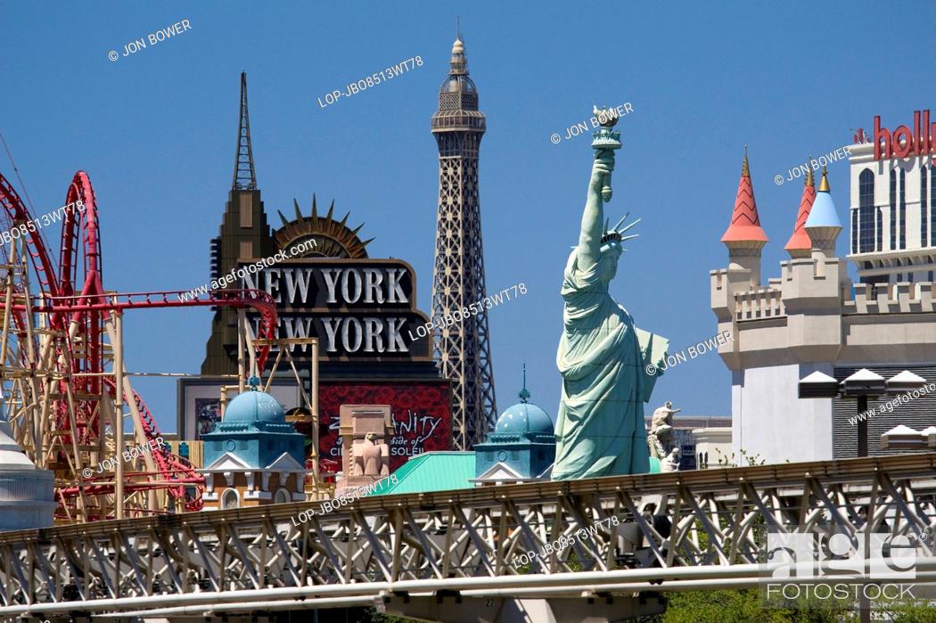 Stock Photo: USA, Nevada, Las Vegas. A cluttered Las Vegas skyline.