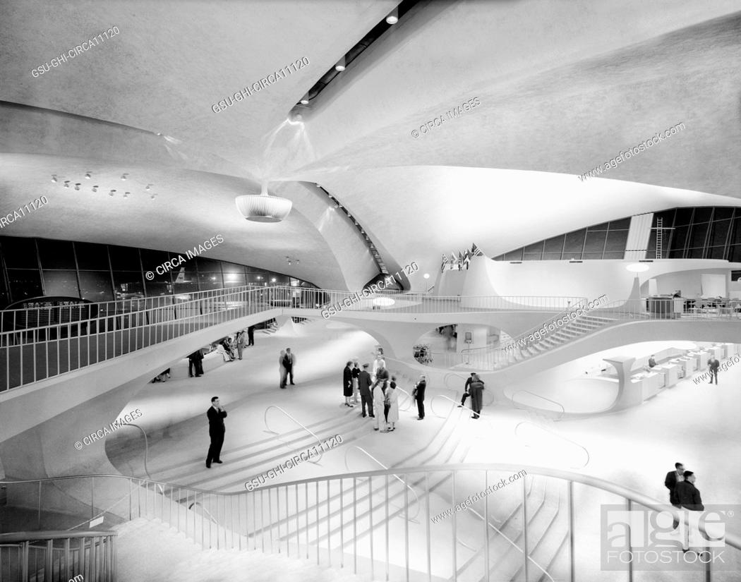 Stock Photo: Trans World Airlines Terminal, Idlewild Airport, now known as John F. Kennedy International Airport, Queens, New York, USA, Balthazar Korab, 1962.