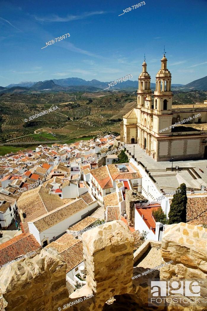 Stock Photo: Church of Nuestra Señora de la Encarnacion, Olvera. Pueblos Blancos ('white towns'), Cadiz province, Andalucia, Spain.