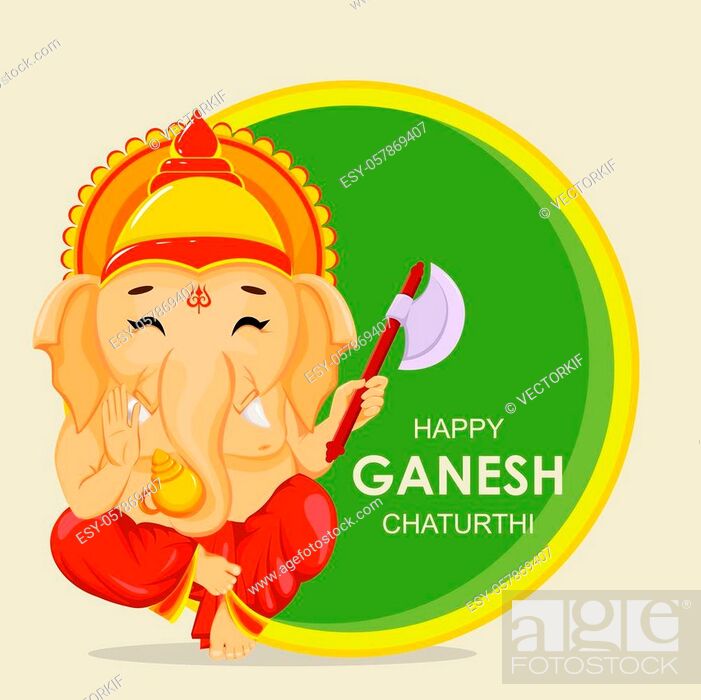 Happy Ganesh Chaturthi greeting card for traditional Indian festival, Stock  Vector, Vector And Low Budget Royalty Free Image. Pic. ESY-057869407 |  agefotostock
