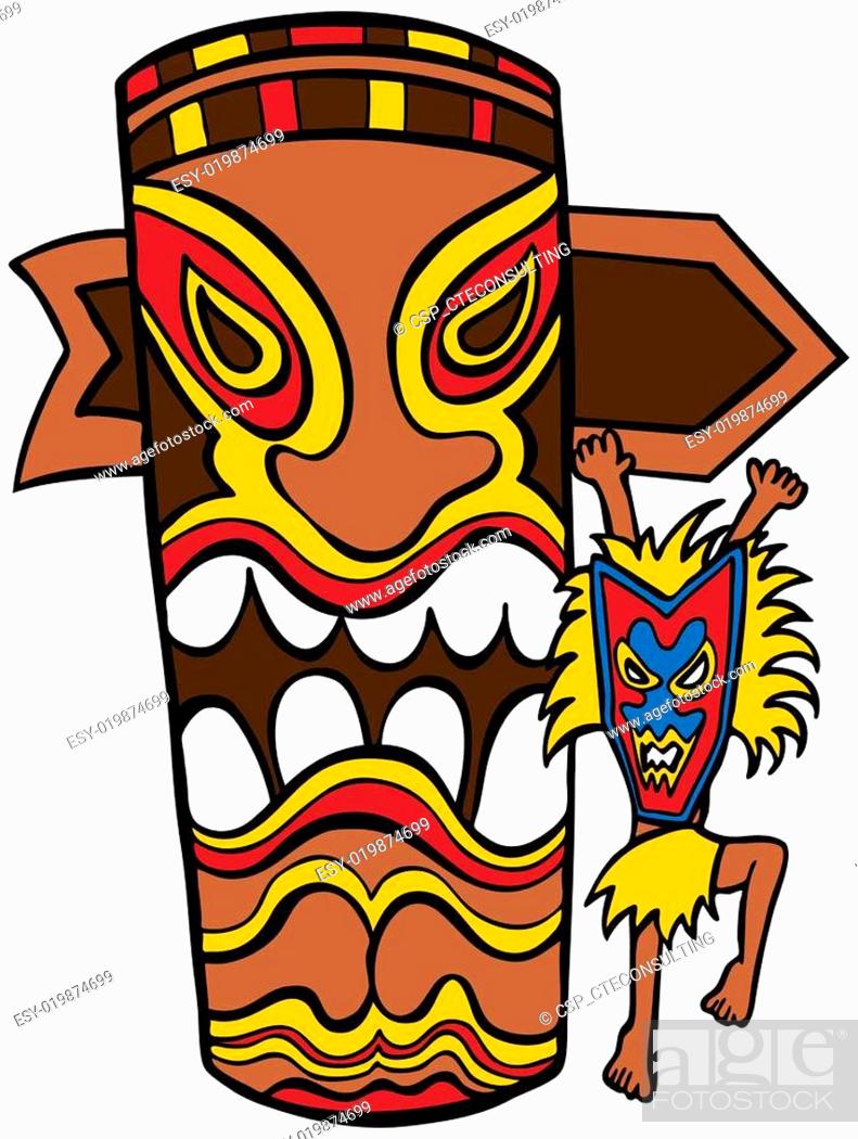 Stock Vector: Witch Doctor Tiki Idol.