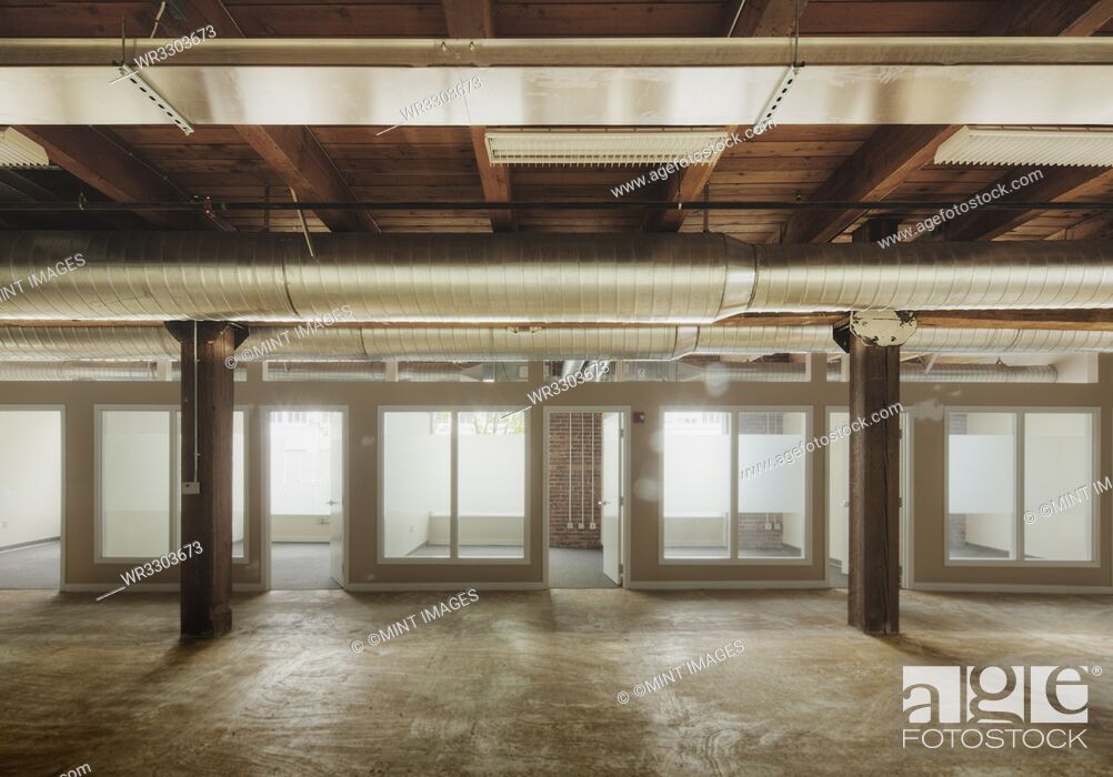 Stock Photo: Empty office space under construction.
