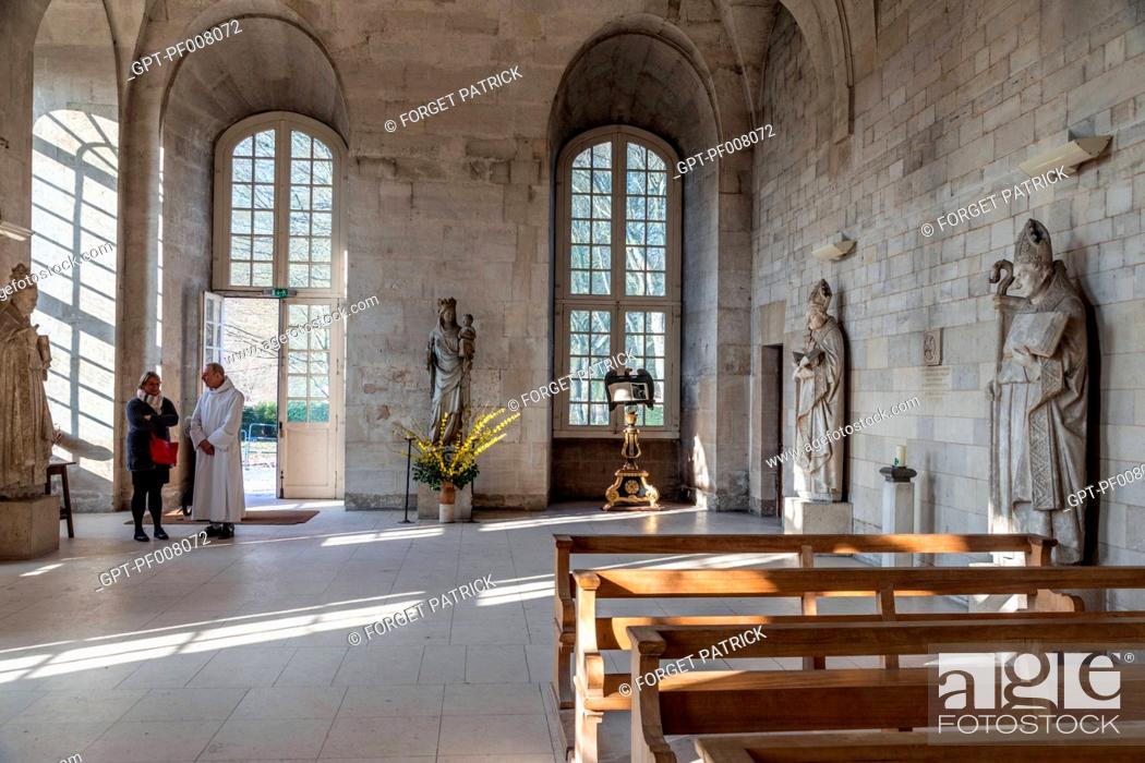 Stock Photo: FORMER REFECTORY TRANSFORMED INTO AN ABBEY CHURCH, NOTRE-DAME DU BEC ABBEY BUILT IN THE 11TH CENTURY, LE BEC-HELLOUIN (27), FRANCE.