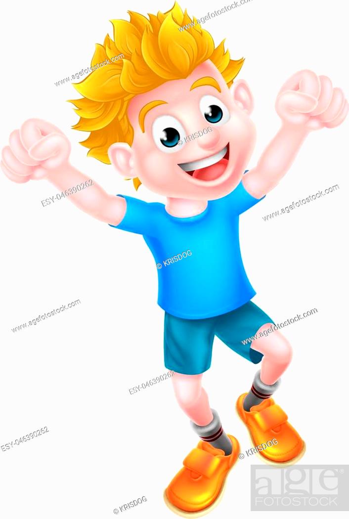 Cartoon boy jumping for joy with two fists in the air, Stock Vector, Vector  And Low Budget Royalty Free Image. Pic. ESY-046390262 | agefotostock