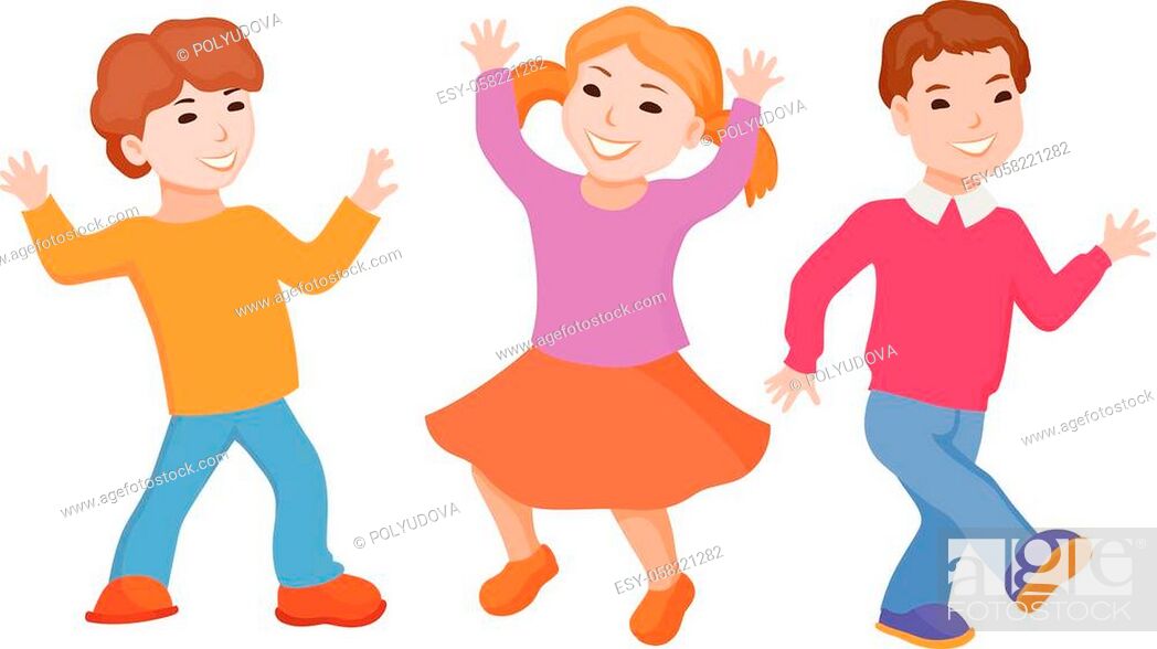 Dancing of little cartoon fun kids, Stock Vector, Vector And Low Budget  Royalty Free Image. Pic. ESY-058221282 | agefotostock