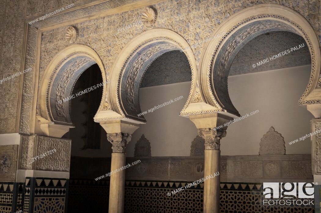 Stock Photo: Interior view of rooms of the Alcazar palace (Seville).
