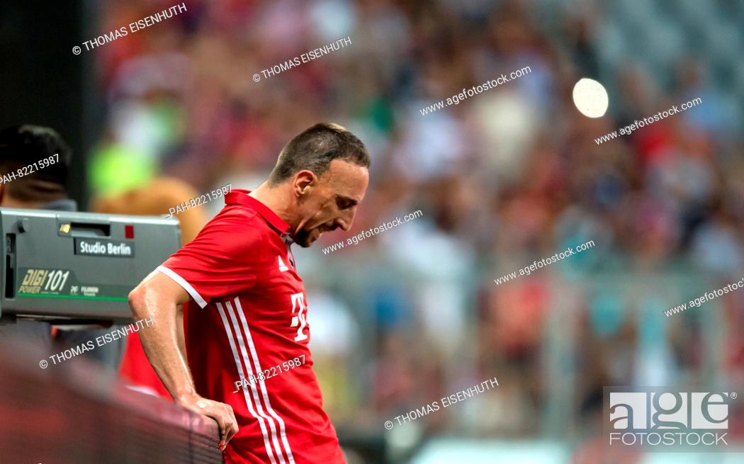 Stock Photo: Munich's Franck Ribery seen during an international soccer friendly match between FC Bayern Munich and Manchester City at the Allianz Arena in Munich, Germany.