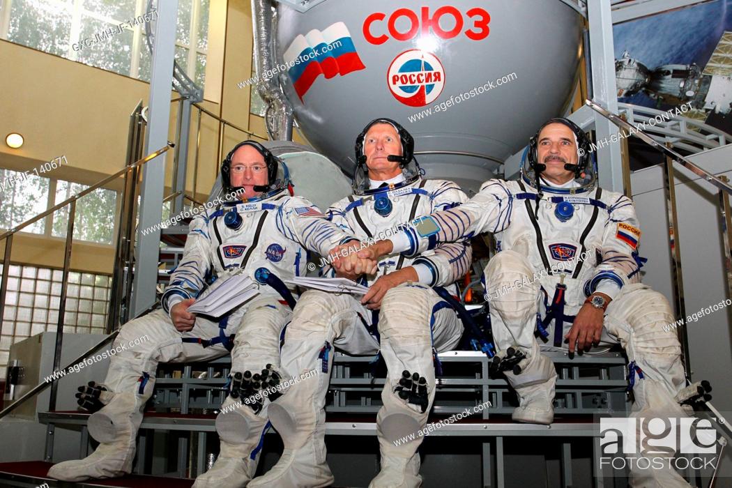 Stock Photo: At the Gagarin Cosmonaut Training Center in Star City, Russia, Expedition 4142 backup crew members Scott Kelly of NASA (left).