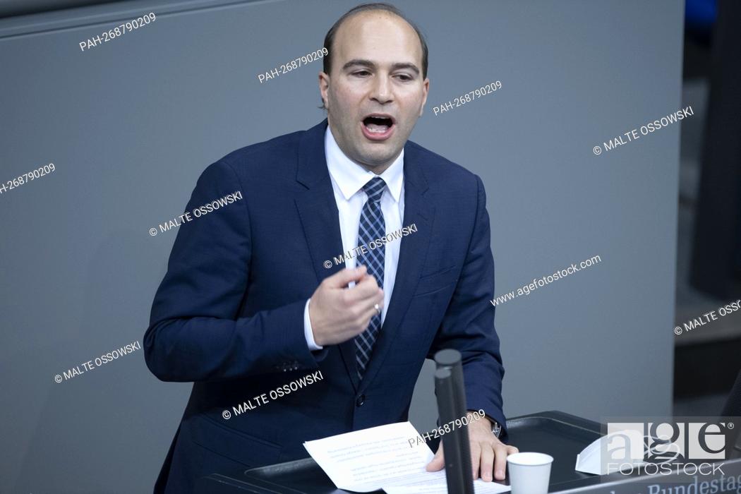 Stock Photo: Florian OSSNER (Ossner), CDU / CSU parliamentary group, during his speech at the 6th plenary session of the German Bundestag German Bundestag in Berlin.