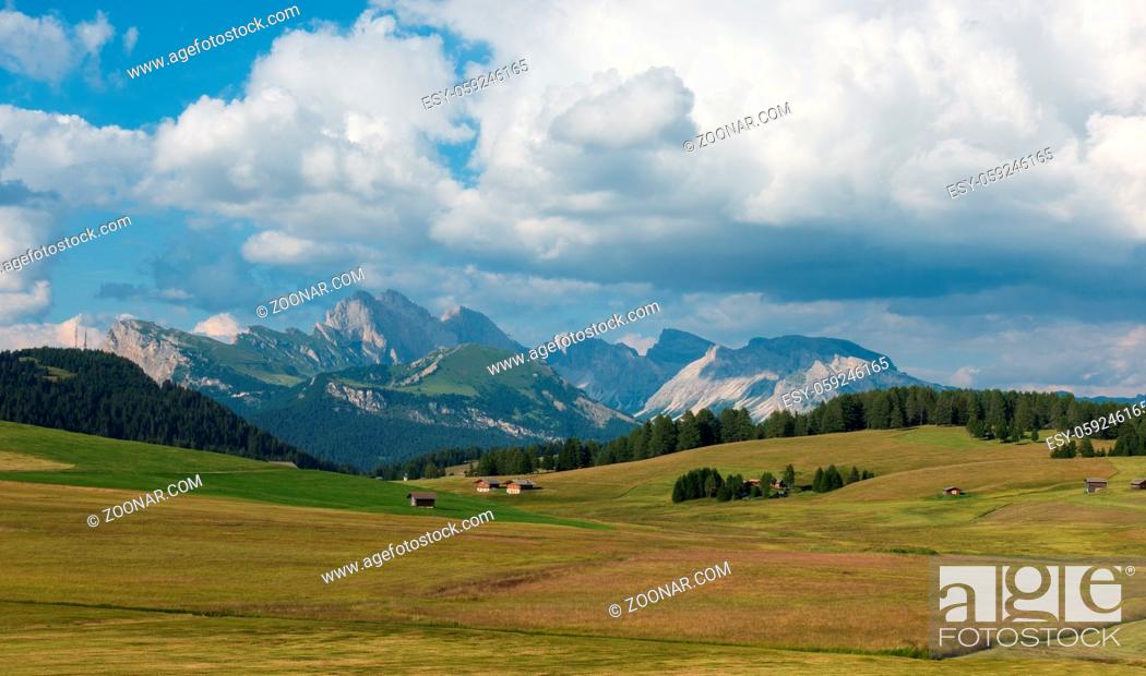 Stock Photo: View over the Alpe di Siusi. ( Seiser Alm ).