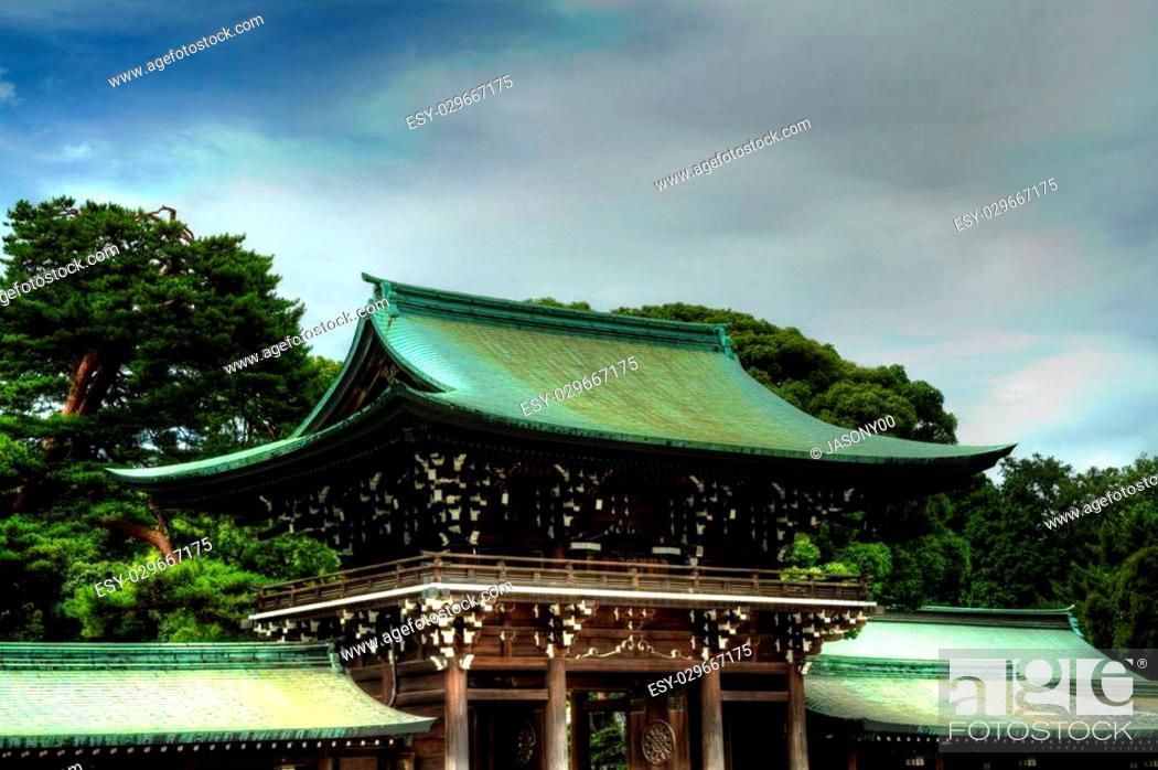 Stock Photo: Classic Japanese architecture in a park in Tokyo.