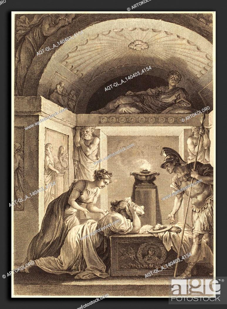 Stock Photo: Jean-Louis Delignon and Antoine-Jean Duclos after Jean-Honoré Fragonard (French, 1755 - c. 1804), La matrone d'Ephese, 1793, etching and engraving.