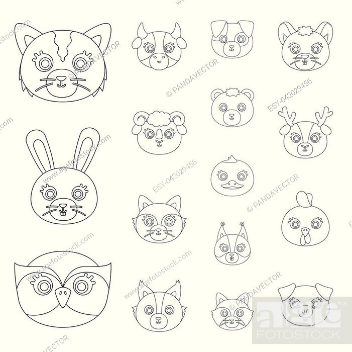 Muzzles of animals outline icons in set collection for design, Stock  Vector, Vector And Low Budget Royalty Free Image. Pic. ESY-042029456 |  agefotostock