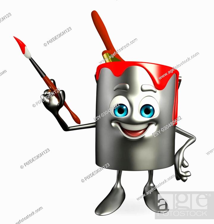Cartoon Character of paint bucket with paint brush, Foto de Stock, Imagen  Low Budget Royalty Free Pic. ESY-030480682 | agefotostock