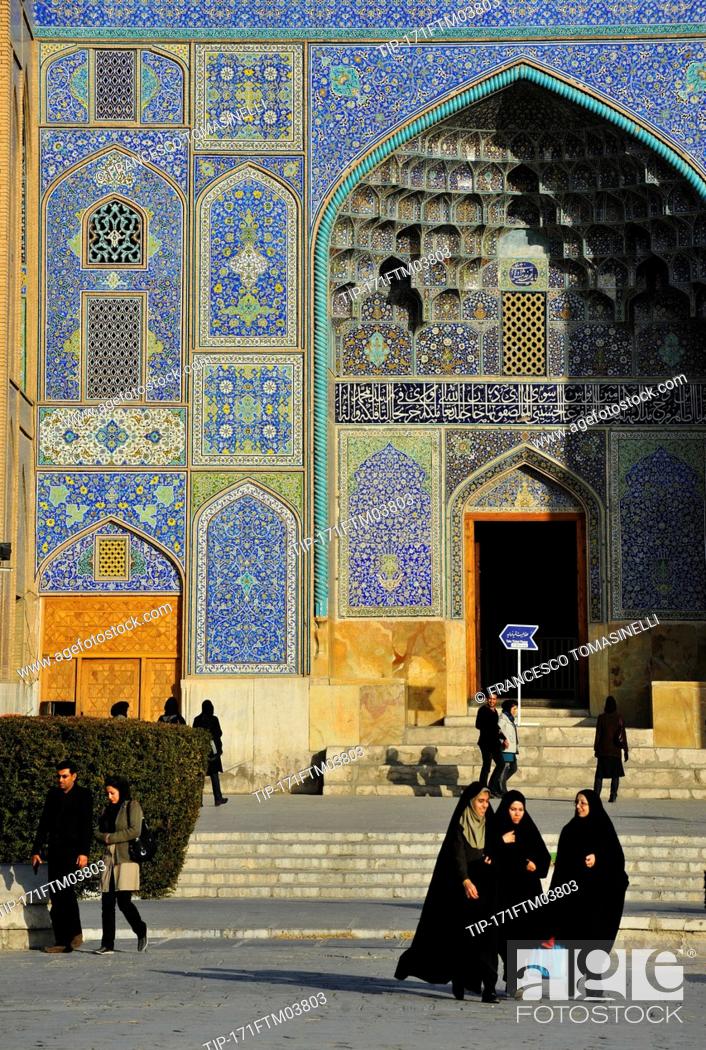Stock Photo: Iran, Isfahan, Sheikh Lotfollah Mosque, Entrance Door, UNESCO World Heritage list.