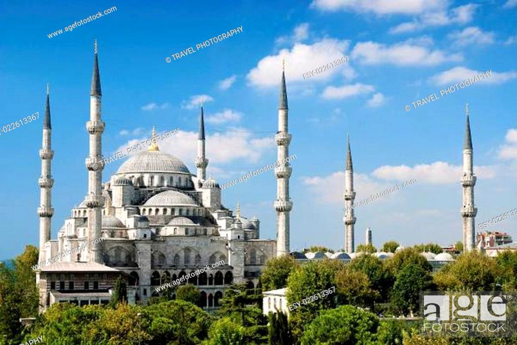 Stock Photo: sultan ahmed mosque landmark in istanbul turkey.