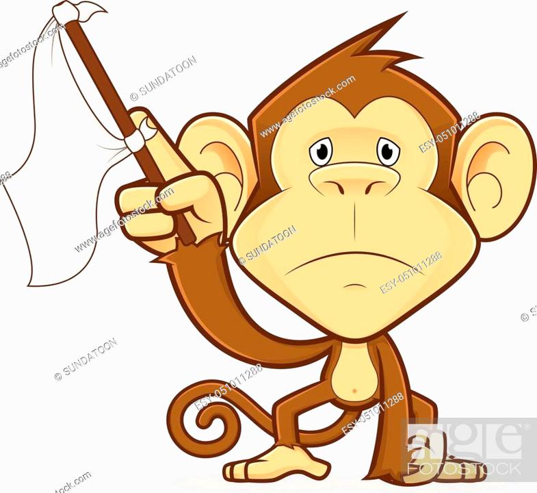 Clipart picture of a monkey cartoon character waving a white flag, Stock  Vector, Vector And Low Budget Royalty Free Image. Pic. ESY-051011288 |  agefotostock