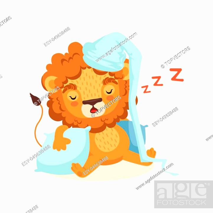 Lion cartoon character wearing nightcap and sleeping on two pillows, Stock  Vector, Vector And Low Budget Royalty Free Image. Pic. ESY-049638488 |  agefotostock