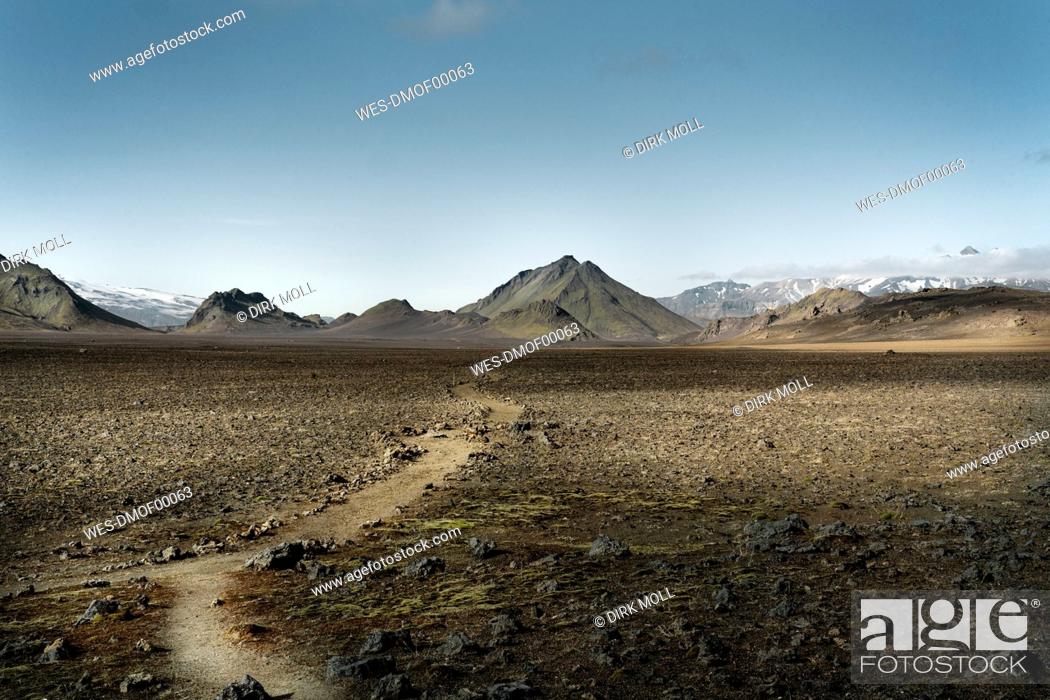 Stock Photo: Iceland, Emstur, South West, Laugavegur trail from Landmannalaugar to Porsmoerk.