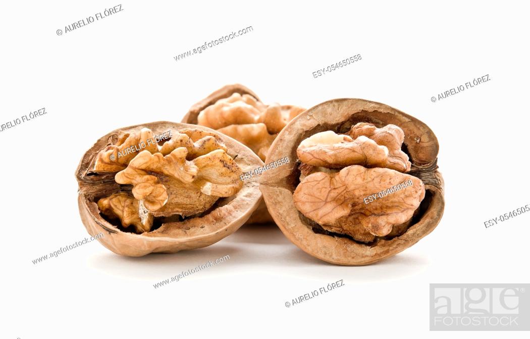Stock Photo: Walnut (fruit) In botany, the term walnut (or nut) is applied to an indehiscent, monosperm, dry fruit with a hard pericarp derived from an infamous ovary whose.
