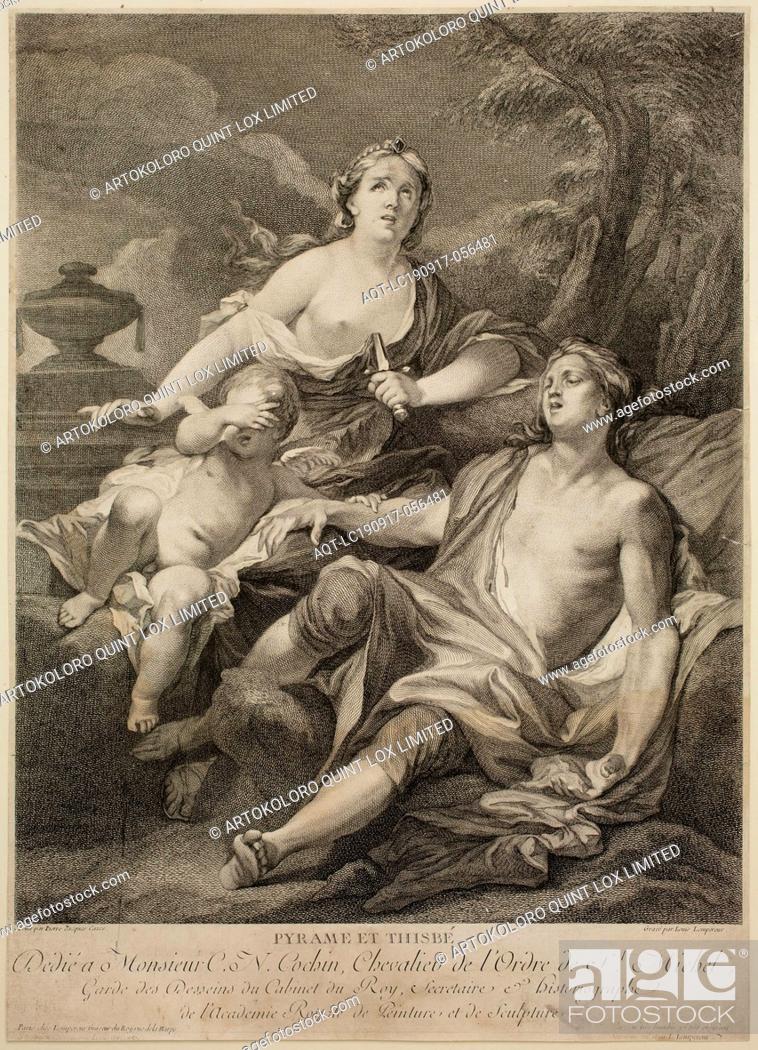Stock Photo: Louis Simon Lempereur, French, 1728-1807, after Pierre Jacques Cazes, French, 1676-1754, Pyrame et Thisbe, 18th/19th Century.