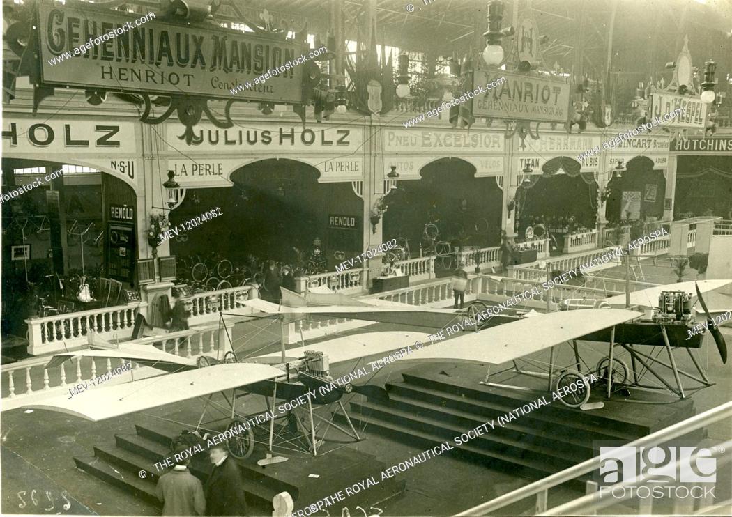 Stock Photo: The Hanriot stand at the Salon De Bruxelles in 1910.