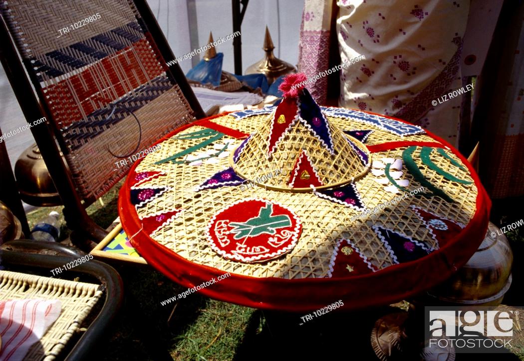 Stock Photo: Assam India Decorated Japi Hat.