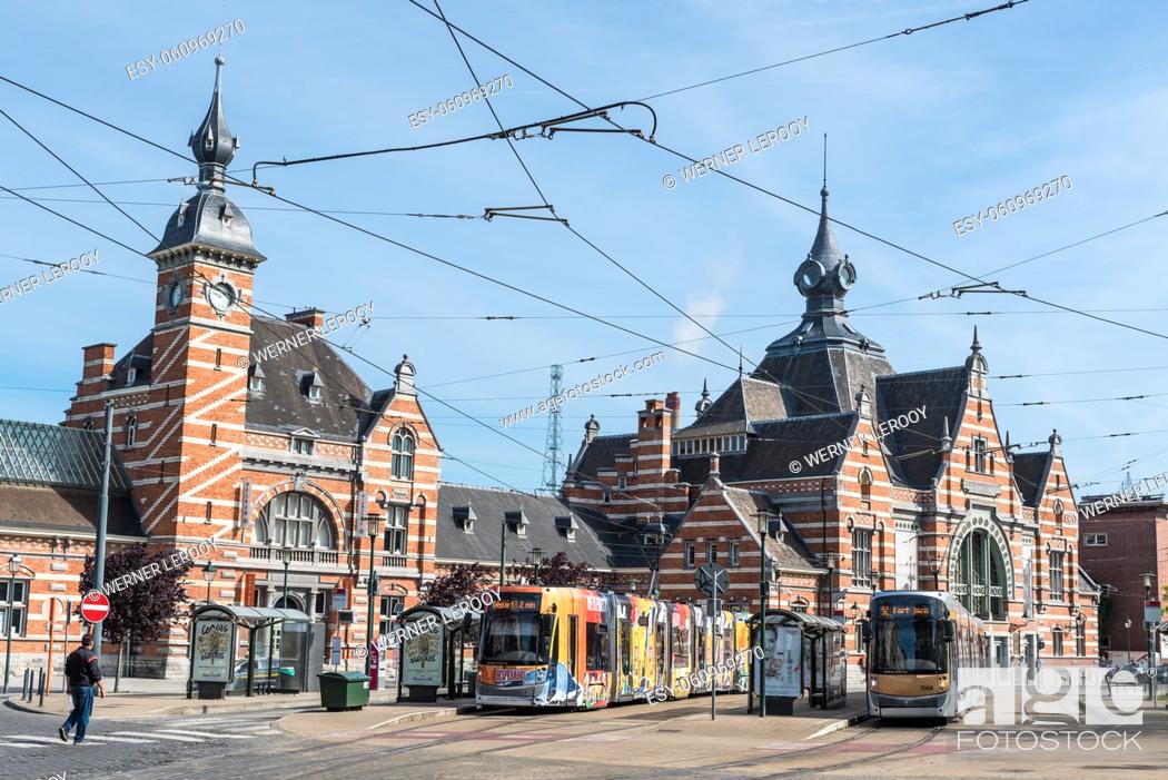 Stock Photo: Schaerbeek, Brussels - Belgium The Elisabeth Square and the Flemish Neo Renaissance buildings of the Schaerbeek Railway station.