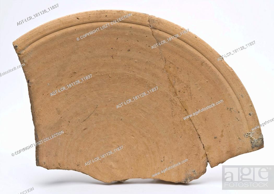 Stock Photo: Fragments of biscuit earthenware, semi-finished products from the Rotterdam pottery industry, dish plate crockery holder semi-finished foundations ceramic.