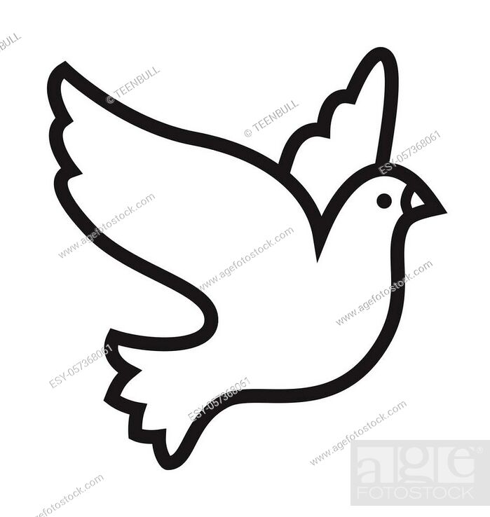 Flying dove cartoon symbol icon. Pigeon vector logo. Simple line isolated  drawing of a bird..., Stock Vector, Vector And Low Budget Royalty Free  Image. Pic. ESY-057368061 | agefotostock
