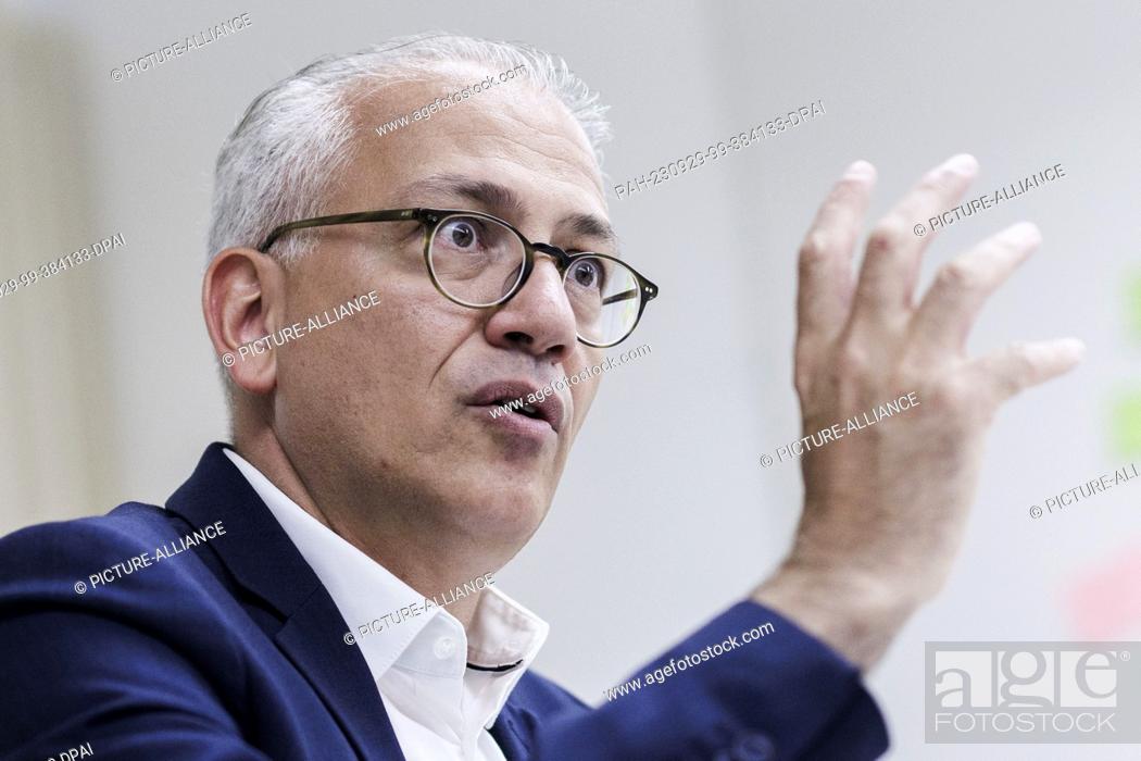 Stock Photo: PRODUCTION - 29 September 2023, Berlin: Tarek Al-Wazir (Bündnis90/Die Grünen), Hesse's Minister of Economics and his party's top candidate for the Hesse state.