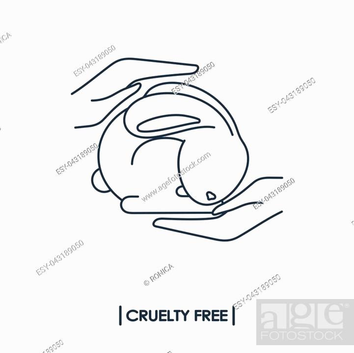 Animal cruelty free logo. Not tested on animals symbol. Rabbit in hands,  Stock Vector, Vector And Low Budget Royalty Free Image. Pic. ESY-043189050  | agefotostock