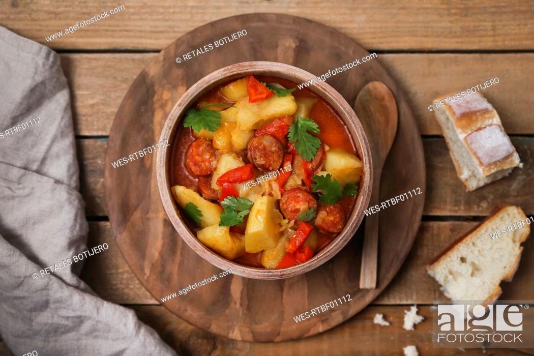 Stock Photo: Riojan cuisine, stew with potatoes and chorizo.