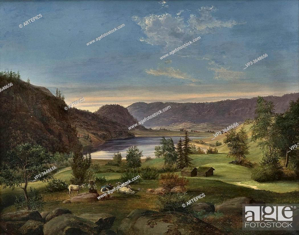 Stock Photo: Eckersberg Johan Frederick - Pastoral Landscape - Norwegian School - 19th Century.