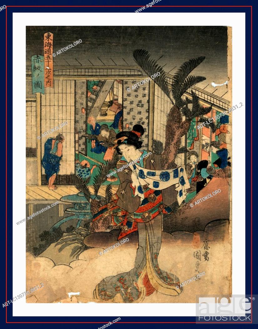 Stock Photo: Akasaka no zu, View of Akasaka., Utagawa, Toyokuni, 1786-1865, artist, [between 1837 and 1844], 1 print : woodcut, color ; 24.8 x 18.2 cm.