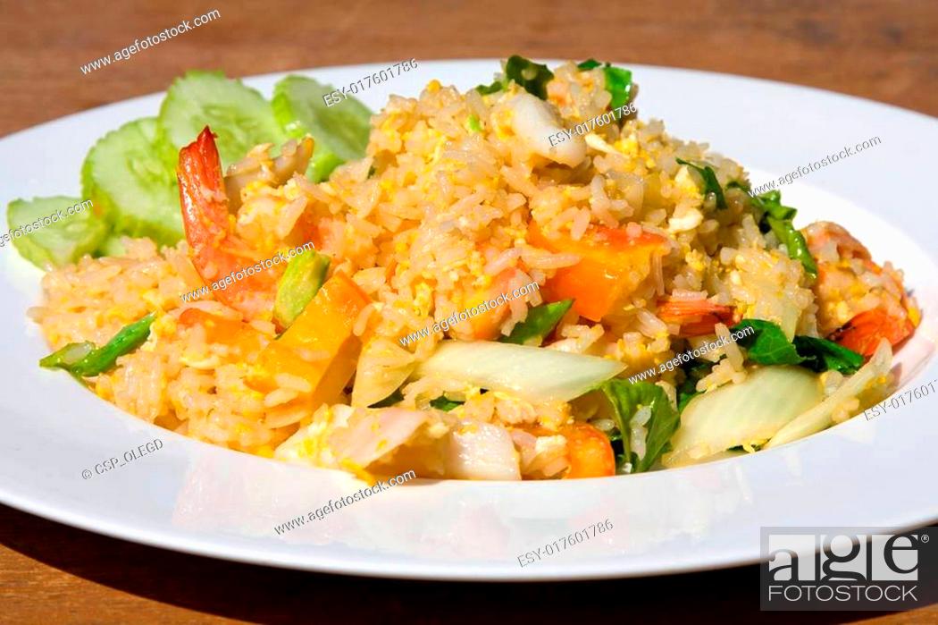 Stock Photo: Seafood fried rice.