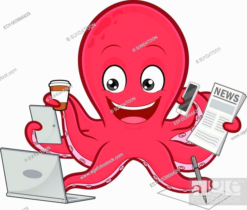 Clipart picture of an octopus multitasking cartoon character, Stock Vector,  Vector And Low Budget Royalty Free Image. Pic. ESY-053866629 | agefotostock