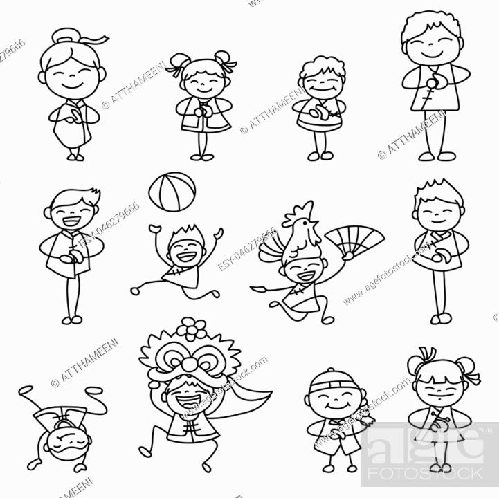 Set of hand drawing cartoon character Chinese people and kids, Stock  Vector, Vector And Low Budget Royalty Free Image. Pic. ESY-046279666 |  agefotostock