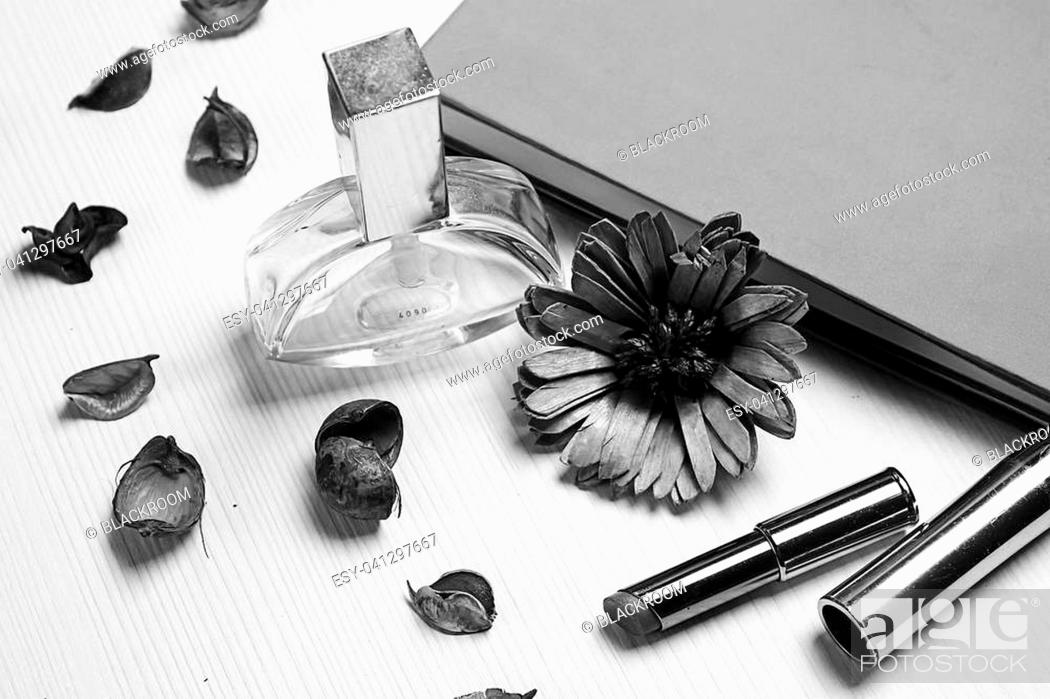 Stock Photo: stationery lying on the table black and white poster.