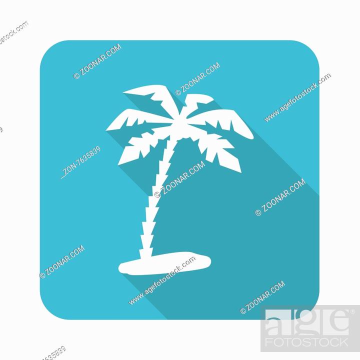 Stock Photo: Square icon with image of palm, isolated on white.