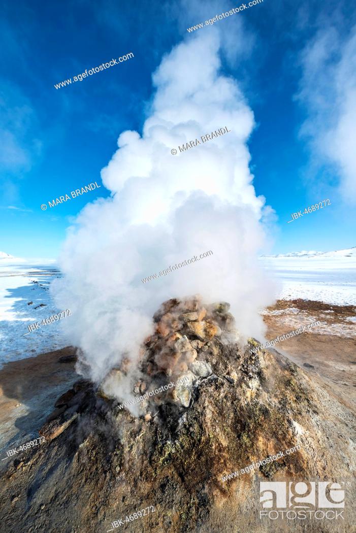 Stock Photo: Steaming fumarole, solfatara in Hverarönd, also Hverir or Namaskard, geothermal area, North Iceland, Iceland.