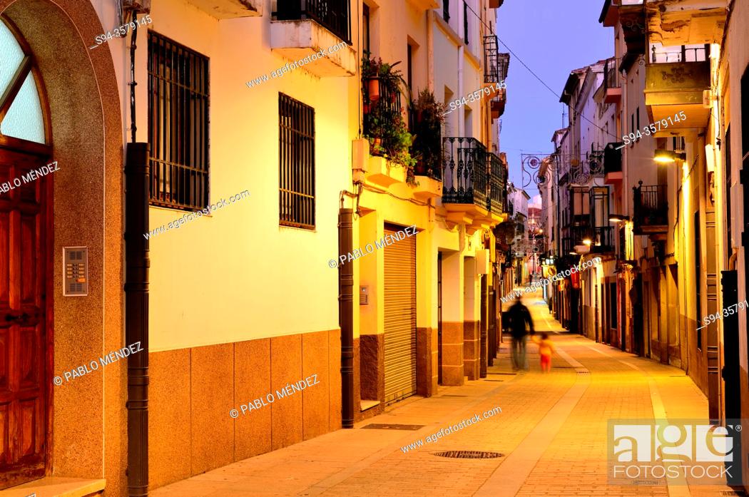 Stock Photo: Pedestrian street in Plasencia, Caceres, Spain.