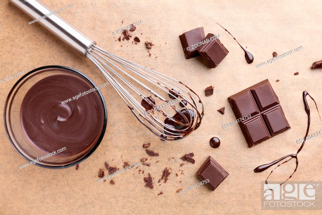 Stock Photo: Delicious and bitter dark chocolate pieces.