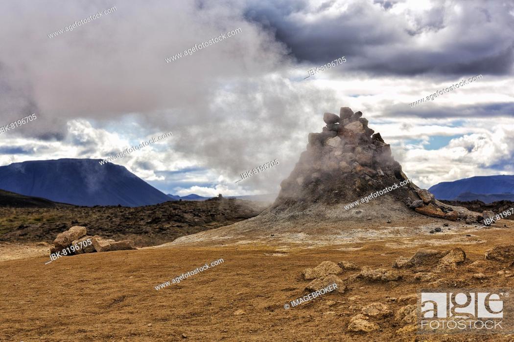 Stock Photo: Steaming fumarole, solfatar in the geothermal area Hverarönd, also Hverir, Namaskard or Námafjall, Mývatn, Krafla volcano system, Northern Iceland, Iceland.