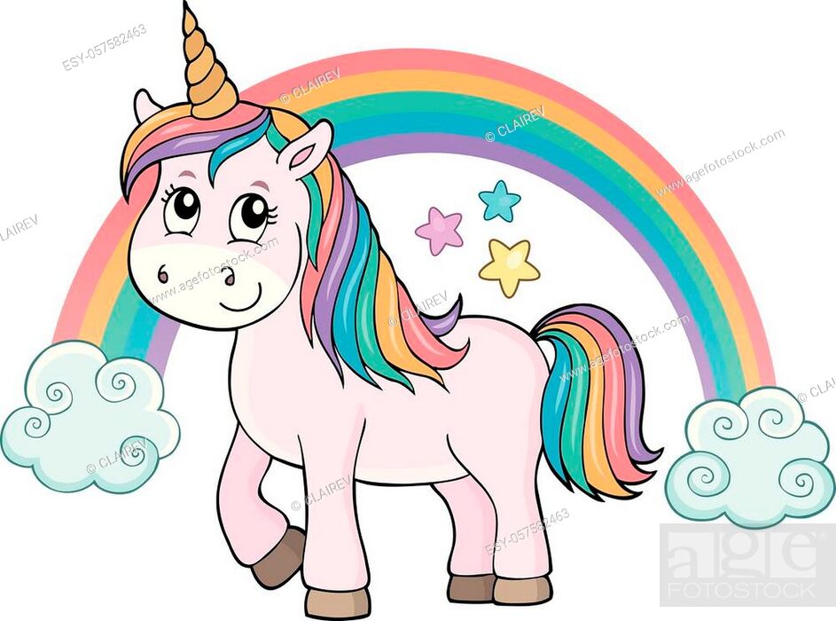 Vecteur de stock: Cute unicorn topic image 2 - eps10 vector illustration.