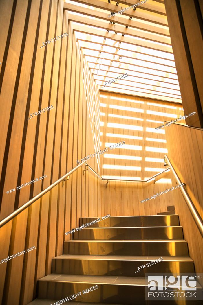 Stock Photo: Canada, BC, Whistler. Stairway inside the Audain Gallery.