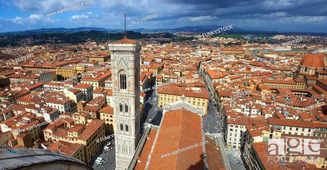 Photo de stock: Campinale of the the Gothic-Renaissance Duomo of Florence, Basilica of Saint Mary of the Flower; Firenza ( Basilica di Santa Maria del Fiore ) from the top of.