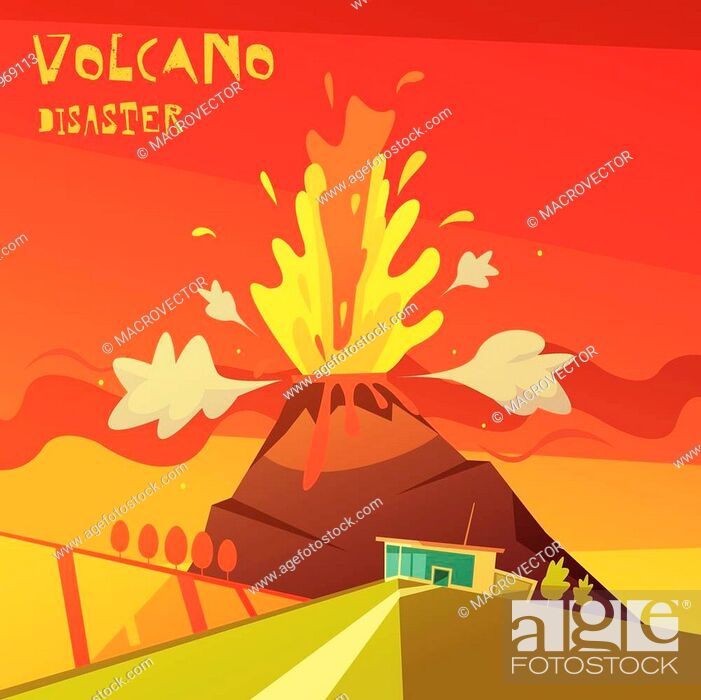 Color cartoon illustration volcano disaster depicting lava rising from the  volcano vector..., Stock Vector, Vector And Low Budget Royalty Free Image.  Pic. ESY-057969113 | agefotostock