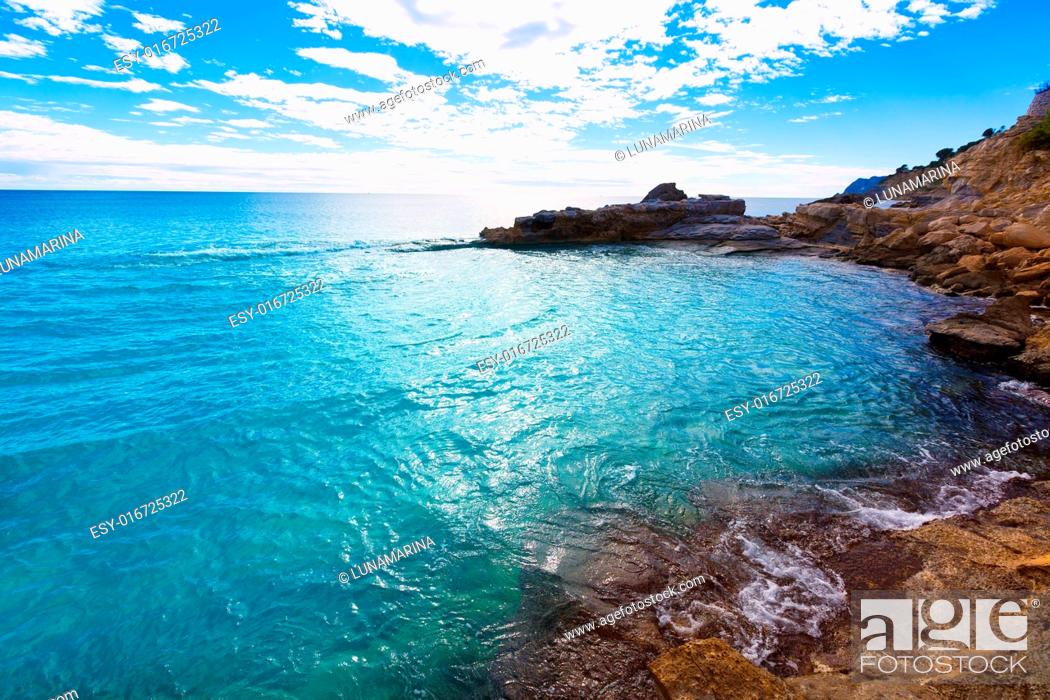 Stock Photo: Moraira Cala Andrago beach in Teulada Alicante at Mediterranean Spain.