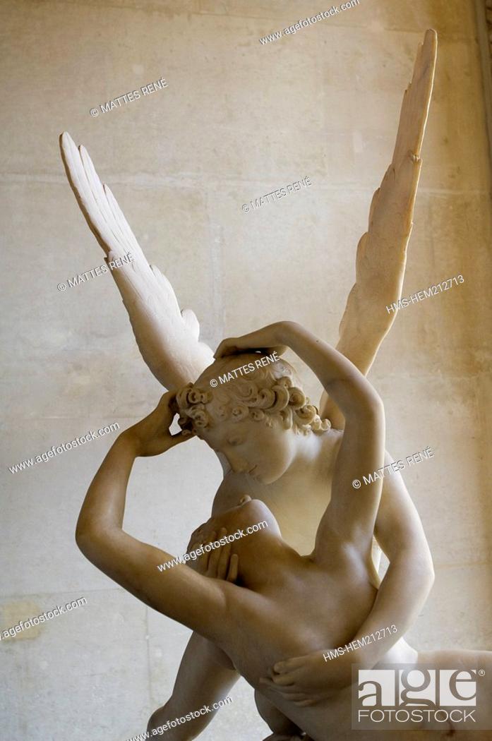 Stock Photo: France, Paris, Louvre Museum, Psyche Revived by Cupid's Kiss by Antonio Canova.
